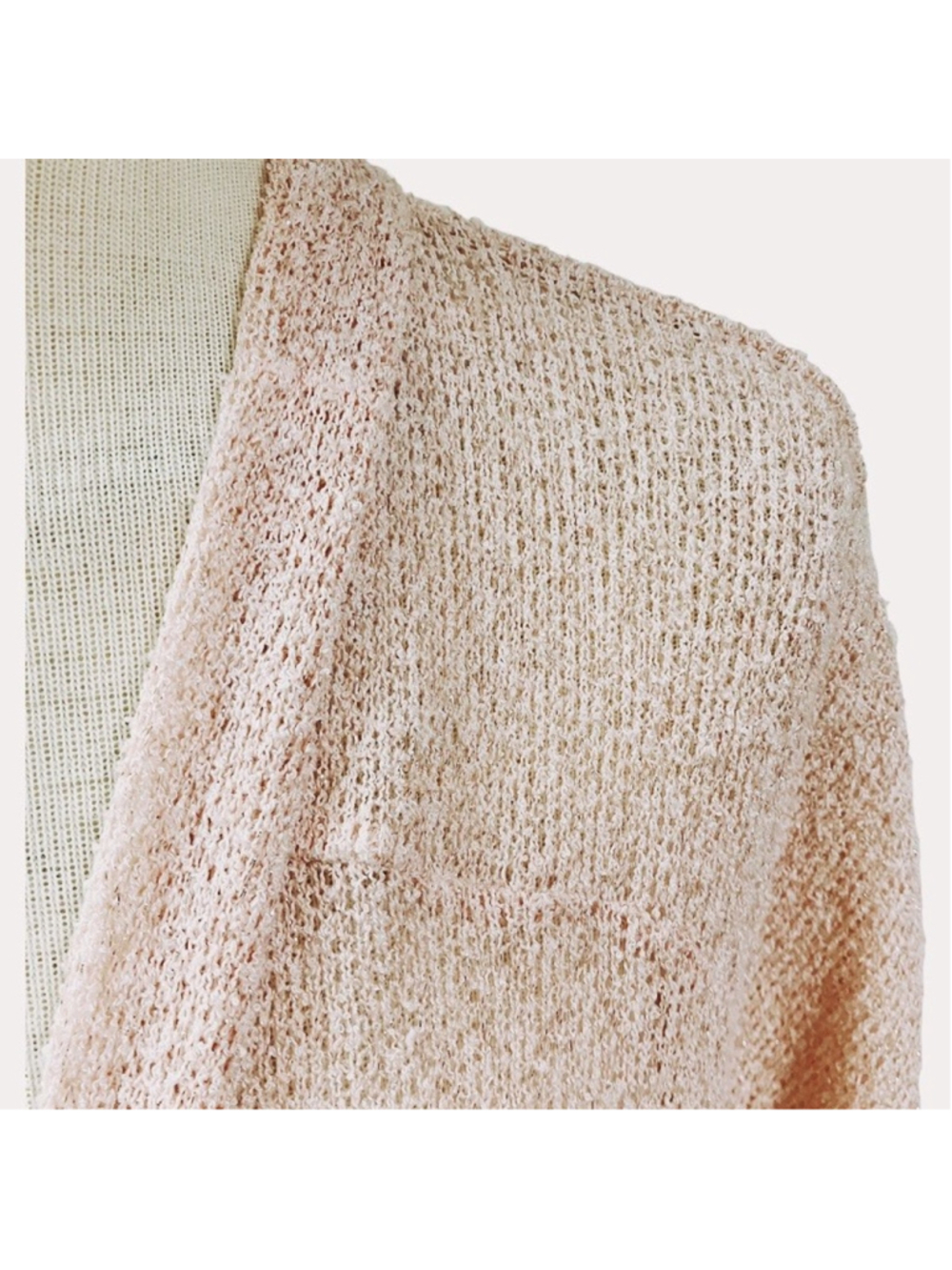 Eyeshadow Lace Knit Open Front Cardigan Plus SZ 2X Peach Metallic Thread Fall - Picture 6 of 9
